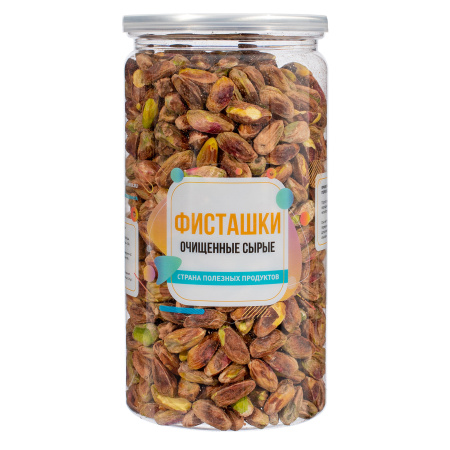 Фисташки очищенные сырые, банка, 500 гр.